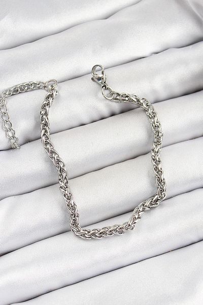 Dazzlecave 316L Stainless Steel Men's Bracelet – Silver Color Twist Chain Model