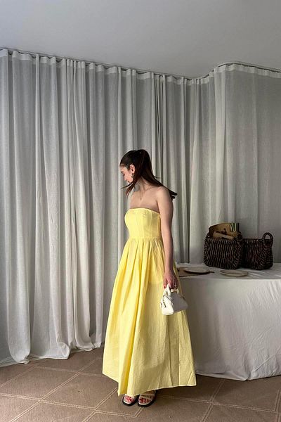 lizge giyim Strapless Midi Length Dress