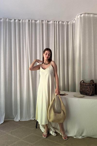 lizge giyim Thin Strap Piece Dye Dress