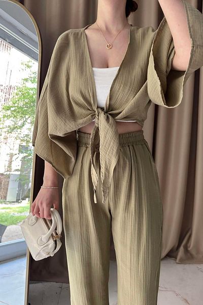 lizge giyim Muslin Bluz with Binding Details