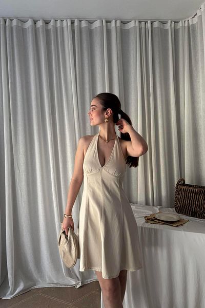 lizge giyim Short Dress with Rubber in the Back