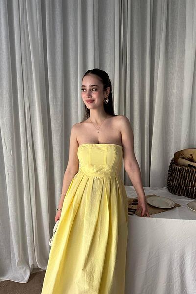 lizge giyim Strapless Midi Length Dress