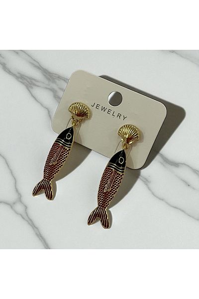 Twinssis Accessories Midyeli Fish Model Dangle Earrings