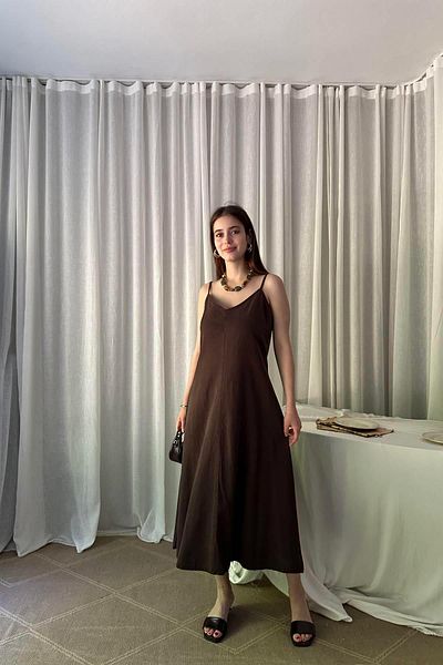 lizge giyim Thin Strap Piece Dye Dress
