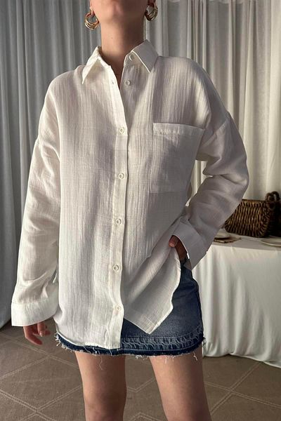 lizge giyim Muslin Fabric Pocket Shirt