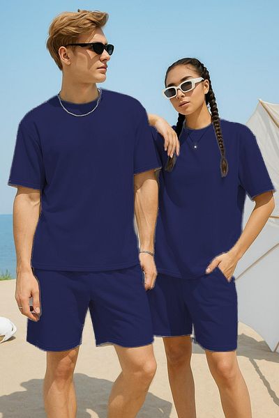 MELOOX Unisex Oversize Two Thread Cotton Summer Shorts Set.Single
