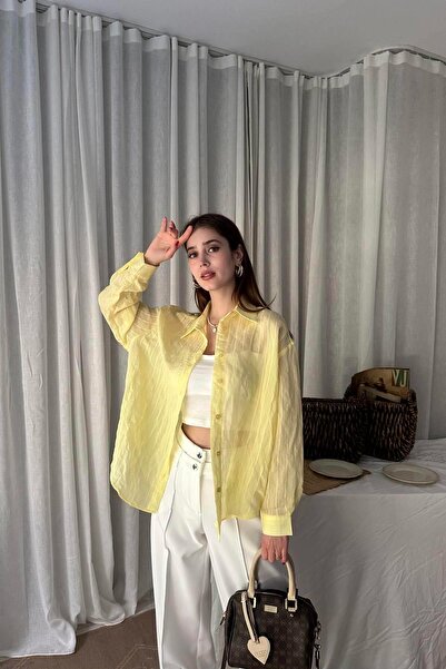 lizge giyim OVERSİZE UZUN KOLLU GÖMLEK