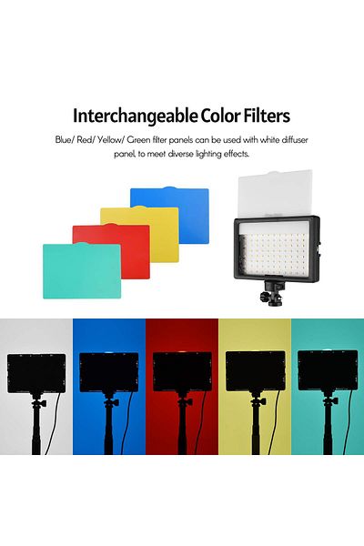 COOYA LED Video Light Kit Photography Lighting 120pcs Beads 14-Level Dimmable with Adjustable Height Stand