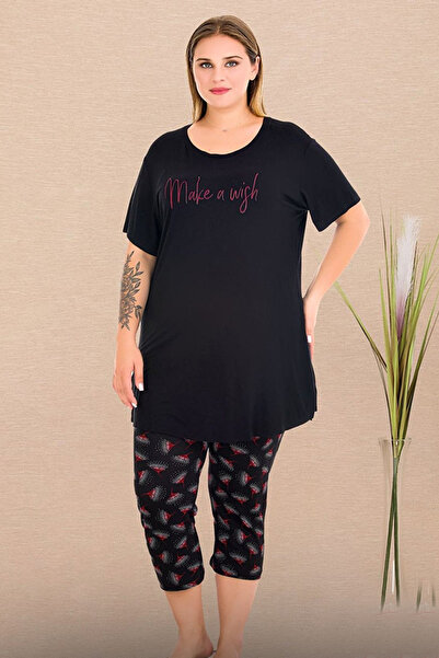 Viselya بدلة بيجامة سوداء كبيرة الحجم مع تفاصيل نصية