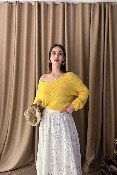 lizge giyim Oval Collar Soft Textured Knitwear Sweater