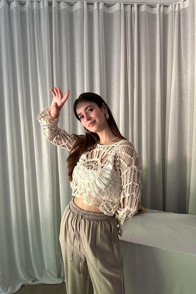 lizge giyim Openwork Raw Knitwear