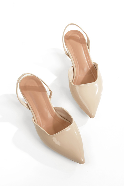 PİMORA '' CİNZİA '' Ten Rugan Sivri Burunlu Arka Lastikli 5 cm Pino Ökçe Kadın Ayakkabısı Yeni Sezon