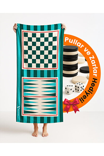 viki concept منشفة شاطئ منقوشة للعبة - لعبة الطاولة والشطرنج - فيروزي