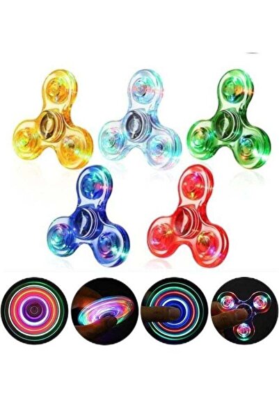 LIXADA مجموعة من 5 ألعاب فيدجيت سبينر بإضاءة LED، ألعاب فيدجيت شفافة لتخفيف ا...