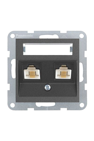 PANASONIC 2xCAT3 TELEPHONE SOCKET with MECHANICAL LABEL KARRE PLUS 55 SMOKE