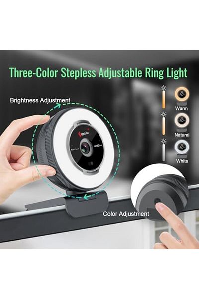 Angetube Streaming Webcam with Microphone: 1080P 60FPS USB Web Cam with Ring Light and Remote Contro