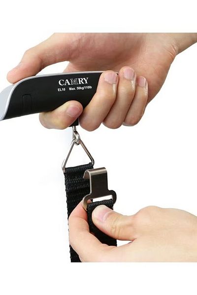 CAMRY Digital Luggage Scale – Up to 50kg Capacity, Silver, Compact Size 2.54 x 2.54 x 2.54 cm