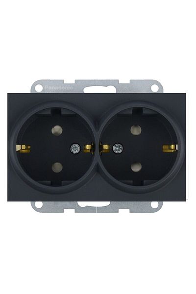 PANASONIC Double Schuko Socket with Child Protection Karre Plus 55 Soft Touch Night