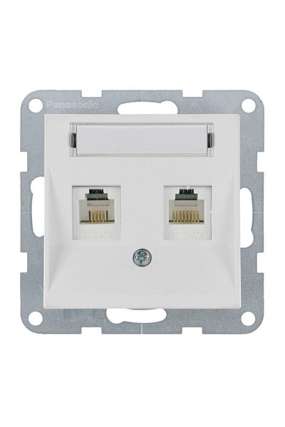 PANASONIC MECANISM PRIZA 2xCAT6 cu ETICHETA KARRE PLUS 55 SOFT TOUCH SEASHELL
