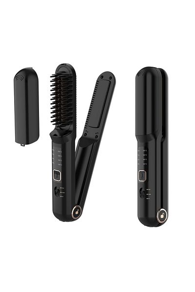 Cuantis 2in1 portable hairbrush Cuantis, 4 temperature settings, negative ions, 5000mAh battery, BLACK