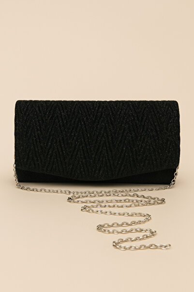 Rose Veran Rosé Veran - Poșetă Neagră Strălucitoare de Seară cu Lanț, 20x5x10...
