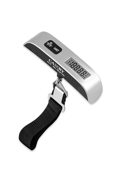 CAMRY Digital Luggage Scale – Up to 50kg Capacity, Silver, Compact Size 2.54 x 2.54 x 2.54 cm