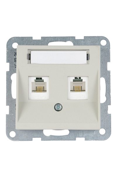 PANASONIC Double Phone Socket 2xCAT3 with Label Karre Plus 55 Soft Touch Sandstone