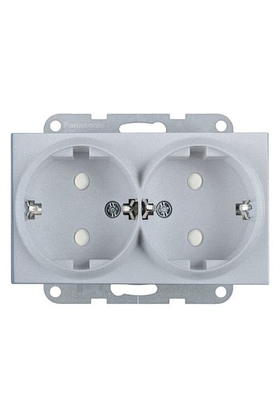 PANASONIC Schuko Double Socket Mechanism with Child Protection Karre Plus 55 Silver