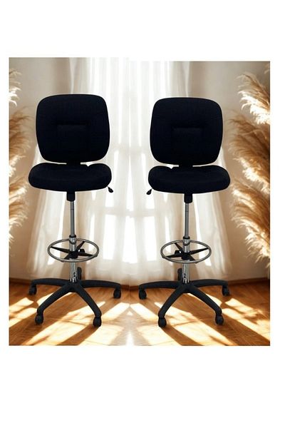 smart home Swivel chair set consisting of two comfortable chairs with adjustable height and a footrest - a high chair ideal for offices