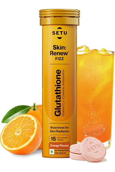 setu Skin Renew Glutathione Tablets for Glowing Skin | 15 Effervescent Tablets with 500mg L-Glutathi