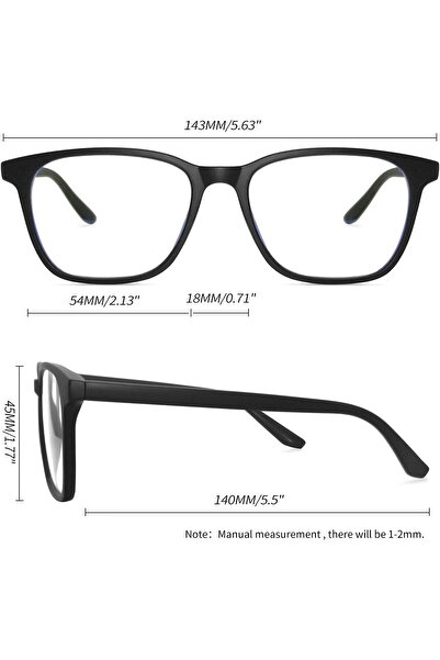 Joopin TR90 Square Blue Light Glasses - Clear Lens, Unisex