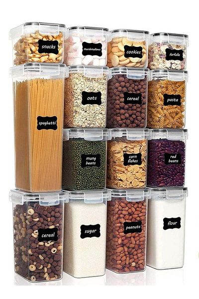 Lumely 15 Pack Airtight Food Storage Containers, with Lids,24 labels,Storage boxes for Cereal, Dry Food