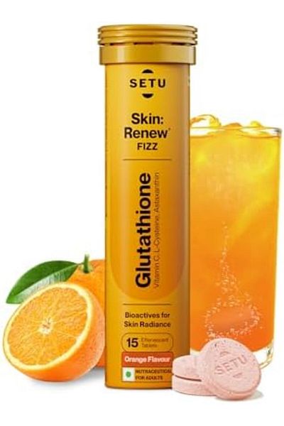 setu Skin Renew Glutathione Tablets for Glowing Skin | 15 Effervescent Tablets with 500mg L-Glutathi
