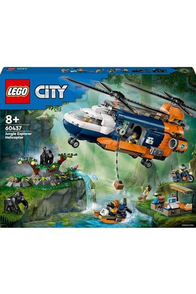 LEGO City Jungle Explorer Helicopter at Base Camp, Vehicle Building Toy Adventure Set for 8 Plus Yea