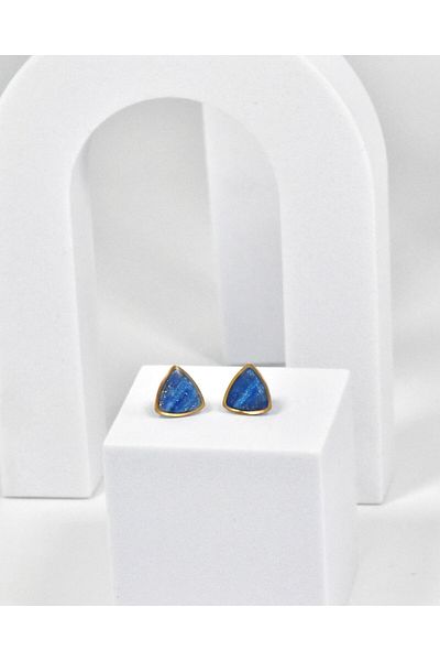 NARRU Handmade earrings, stylized triangle, blue, Vasia