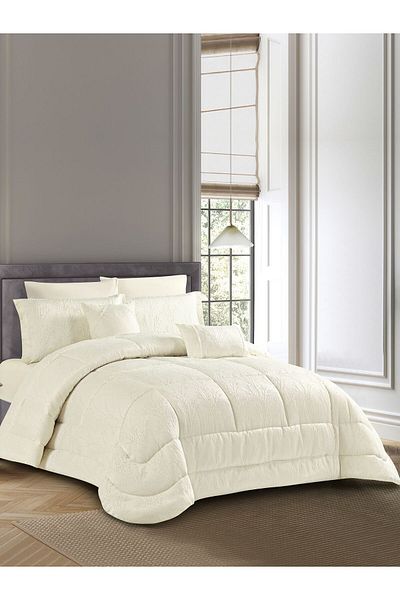 Donetella Luxury 5-Piece Bedding Set – Single Size Poly Jacquard Comforter with 350 GSM Poly Silk Filling