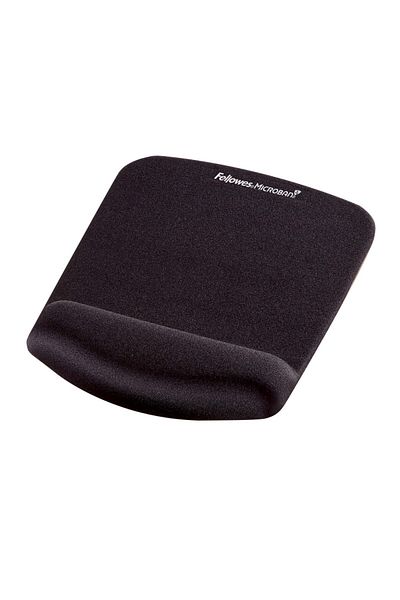 Fellowes PlushTouch Black Wrist Support, Ergonomic Memory Foam, Non‑Slip Base, Soft‑Touch Surface