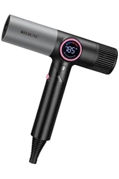 rebune مجفف شعر أيوني، محرك BLDC، 1800 واط، 5 مستويات حرارة، قابل للطي، أسود