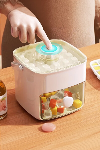 Genel Markalar Çekmeceli Buz Kalıbı Saklama Kutusu- Tek Tuşla Buz Çıkarma, Pr...