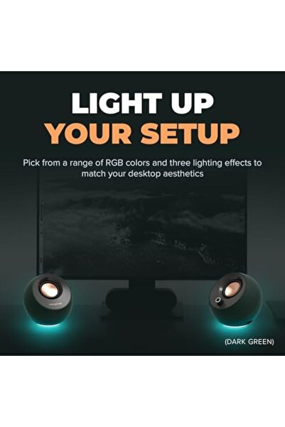 CREATIVE Pebble Pro Minimalist 2.0 USB-C Computer Speakers with Bluetooth 5.3 and Customizable RGB L