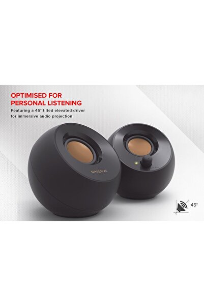 CREATIVE Pebble 2.0 USB-Powered Desktop Speakers with Far-Field Drivers and Passive Radiators for PC