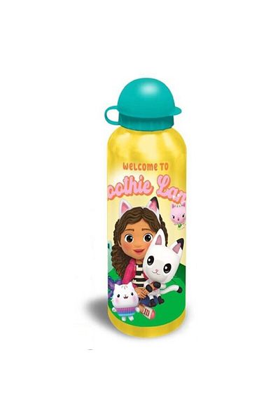 Gabby's Dollhouse Water bottle, for children, made of aluminum, BPA-free, multicolor, 500 ml, Gabby's Dollhouse