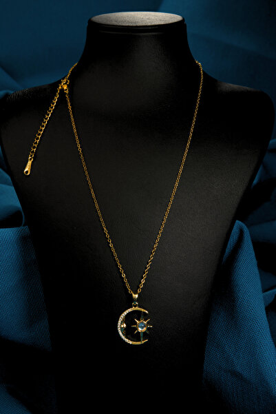 signoraerica Ay İçinde Kutup Yıldızı Model Kadın Çelik Kolye