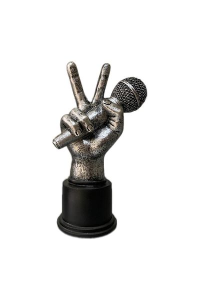 BLA BLA FOAM Statue Hand with Microphone, GIFT FOR SINGERS, 25 cm height