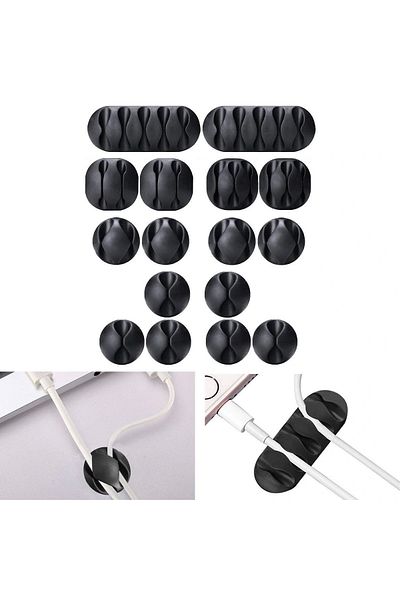 Beruflic Multi-Purpose Cable Holder Acrylic Strong Adhesive Organizer Organizer 16 Piece Set Easy to Use