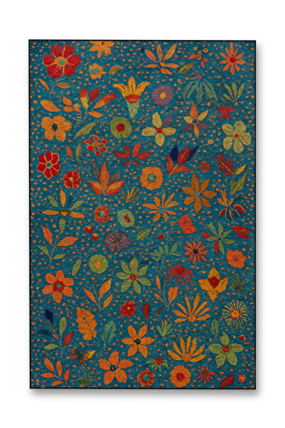 Rugs Modern Halı MOSSO Eskitme Görünümlü Floral Desenli Dokuma Taban Modern D...