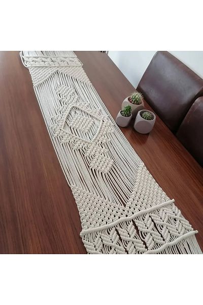 Kubrahobi Handmade 40X120 Ecru Macrame Runner American Service