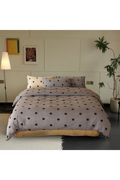 Pucioasa 100% cotton bed linen, knitted with elastic, polka dots