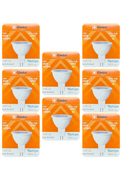 Osaka (8 Adet) 5W (40W) Sarı Işık (3000K) G4 Duylu (İğne Bacak) Led Çanak Ampul