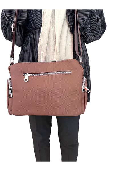 Just Polo Women's Cross Shoulder Pocket Detailed Daily Adjustable Long Strap Postman Shoulder Bag with Lots of Eyes